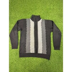 Chereskin Sweater Mens 2XL Multicolor Argyle Diamond Knit Mock Neck Quarter‎ Zip